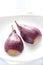 Merlot-poached pear on the plate