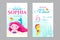 Mermaid birthday cute invite card design. Kids party anniversary. Front and back side