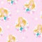 Mermaid blonde. Pattern for kids fashion artwork, children books, prints and fabrics or wallpapers. Girl print. Design for kids.