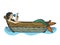 Mermaid in boat sketch vector illustration