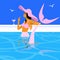 Mermaid character design. Pool party. Vector illustration