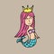 Mermaid colorful hand drawn cartoon vector illustration.