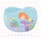 Mermaid dolphin fishes coral cartoon under the sea background