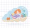 Mermaid dolphin turtle coral reef cartoon under the sea background