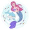 MERMAID FAIRY Cartoon Tropical Animal Vector Illustration Set