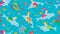 Mermaid friends riding dolphins seamless vector pattern