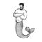 Mermaid hipster man fabulous sketch vector