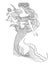 Mermaid holding a flower, linen vector illustration for coloring book