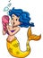 Mermaid Holding Spiral Shell Cartoon Clipart