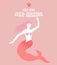 Mermaid illustration and typography quote. You are mer-mazing. Pink vector print design for apparel, greeting cards, t