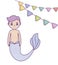 Mermaid male with garlands hanging