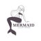 Mermaid marine brand isolated monochrome icon girl with fishtail