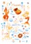 Mermaid and marine or under ocean fantasy golden color concept illustration doodle sticker