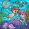 Mermaid And Merman Cartoon Colored Clipart