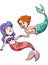 Mermaid and a Merman Cartoon Colored Clipart