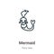 Mermaid outline vector icon. Thin line black mermaid icon, flat vector simple element illustration from editable fairy tale