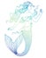 Mermaid outline vector illustration on watercolor background