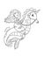 Mermaid Riding Sea Horse Isolated Coloring Page