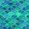 Mermaid scale wave japanese seamless pattern