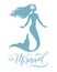 Mermaid silhouette, vector  illustration isolated on white, logo, t-shirt design