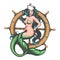 Mermaid and Steering Wheel Colorful Tattoo