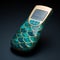 Mermaid Tail Inspired Mobile Phone In Dark Cyan And Gold