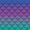 Mermaid tail pattern. Paper cut out 3d fish skin background. Bright spectrum colors.