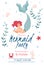 Mermaids party banner or invitation template, flat vector illustration.