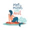 Mermaids are real lettering. Girl with tail illustration. Marine creature