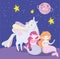 Mermaids and unicorn planet love stars heart magic cartoon