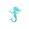 Mermaids watercolor silhouettes icons isolated