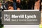 Merrill Lynch sign and logo at local branch. Merrill Lynch, Pierce, Fenner and Smith Incorporated is an investing and wealth