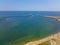 Merrimack River aerial view, Newburyport, MA, USA