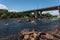 The Merrimack River and the Notre Dame Bridge in Manchester, New Hampshire