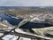 Merrimack River and Tyngsborough Bridge aerial view, MA, USA