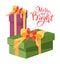 Merry Bright Christmas Vector Package Boxes, Icons