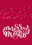 Merry and Bright scandinavian Christmas vector calligraphy lettering text in red greeting card design. Xmas hand drawn