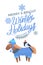 Merry and Bright Winter Holidays Poster Horse Bird