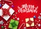 Merry chirstmas vector background template design. Merry chirstmas text in red empty space for greeting messages.