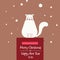 Merry Chrismast and Happy New Year! Winter holiday vector illustration: cute cat on a mailbox. Images for postcards, posters,
