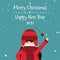 Merry Chrismast and Happy New Year! Winter holiday vector illustration: excited little girl. Images for postcards, posters, cards