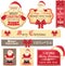 Merry Christamas and Happy New Year banners with cute red bow and Santa Claus