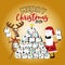 Merry  Christmas 2020 -Funny reindeer and Santa Claus in facemask and toilet paper christmas tree.