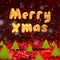 Merry Christmas 3D rendering text floating over green christmas