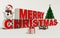 Merry Christmas 3d text, snowman,sled,and gift high resolution