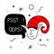 Merry Christmas avatars head elf or gnome and lettering PSSST. OOPS. The xmas black and red vector illustration in