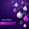 Merry Christmas background with Christmas balls in lilac silver pink