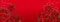 Merry Christmas background with Christmas flower poinsetia and greeting text on a red background