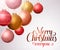 Merry christmas background with hanging colorful christmas balls