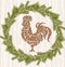 Merry Christmas background lettering rooster